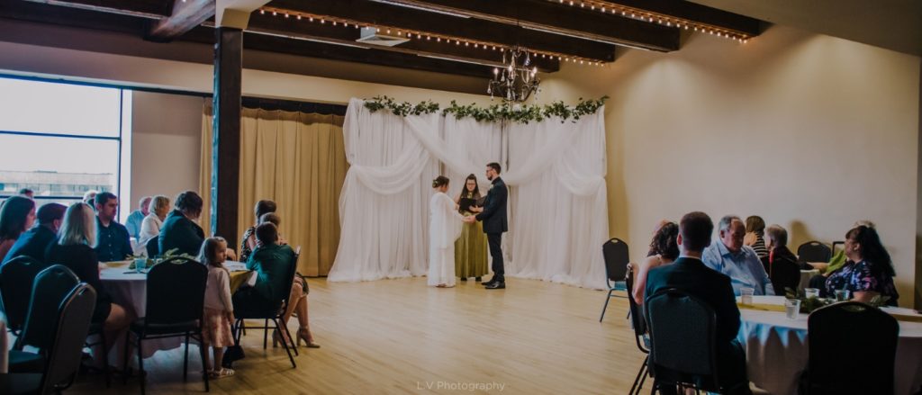 Intimate Ballroom wedding ceremony