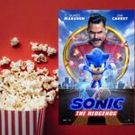 Sonic movie poster and popcorn