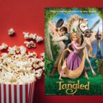 Tangled movie poster and popcorn