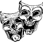 Two skeleton theatre masks